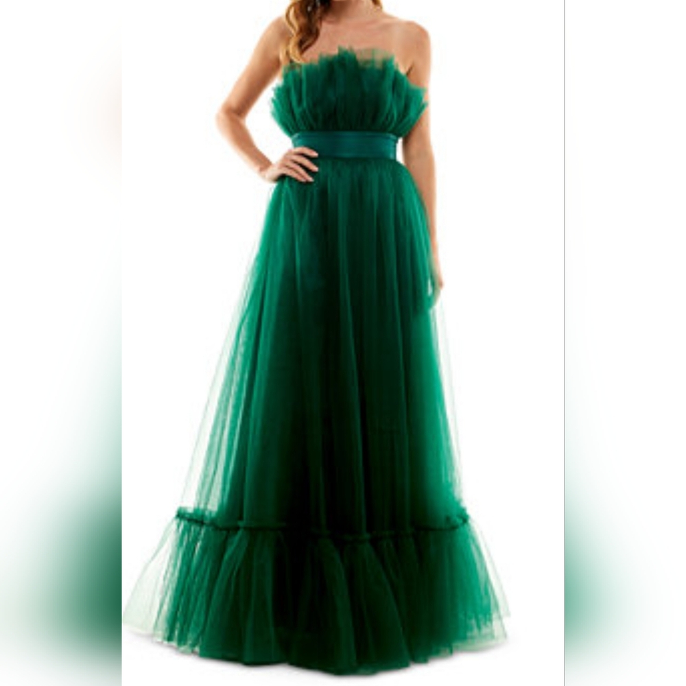 NEW City Studio Strapless Emerald Green Tulle Prom Dress